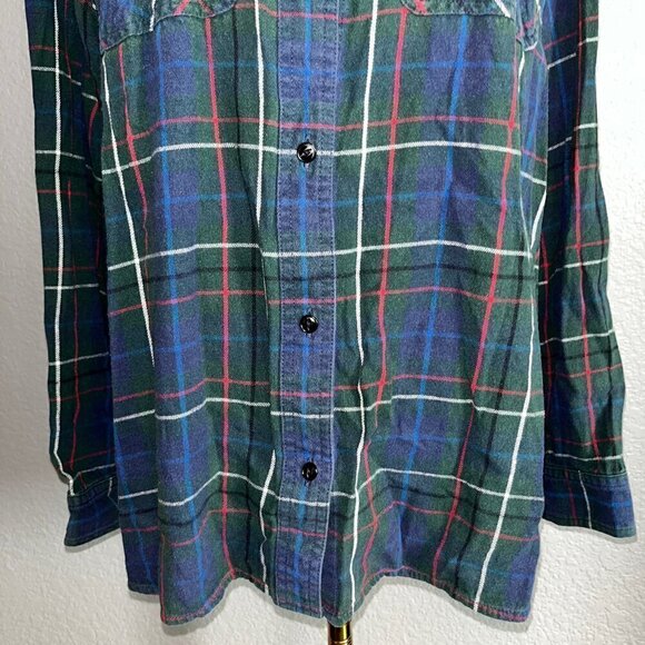 MADEWELL Women's Blue & Green Scottish Plaid Button Down Flannel Shirt Top  XL - Picture 3 of 10